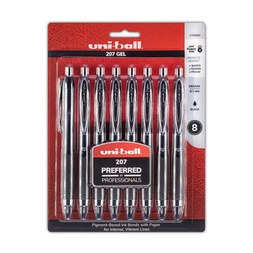 uni-ball® Signo 207 Gel Pen, Retractable, Medium 0.7 Mm, Black Ink, Translucent Black Barrel, 8-pack freeshipping - TVN Wholesale